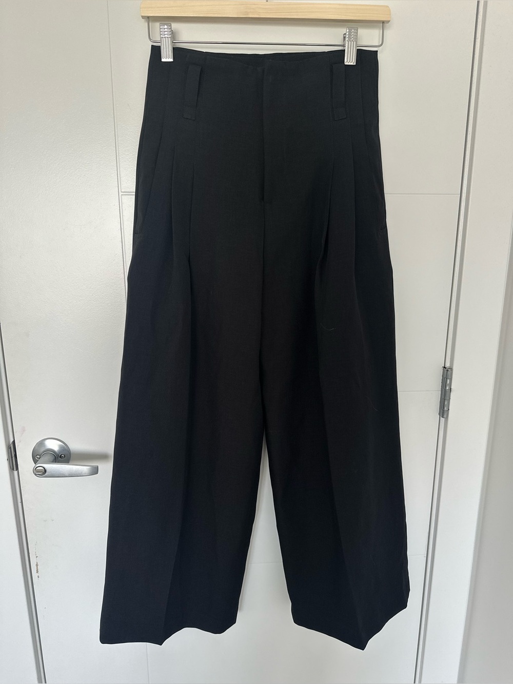 PHILLIP LIM Black Wide-Leg Cropped Trousers | Size S |